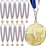 Juvale 12 Pack Gold Basketball Medals