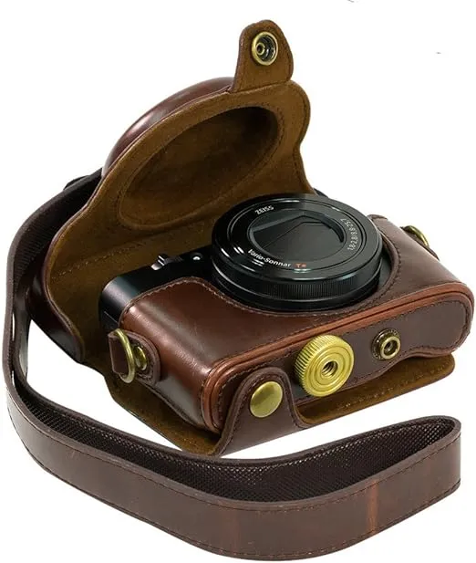 PU Leather Camera Bag Case Cover For Sony RX100 RX100II RX100III RX100IV RX100VII RX100VIII M3 M5 M6 M7 DSC-RX100 III RX100M3 With Shoulder Strap Camera Bags