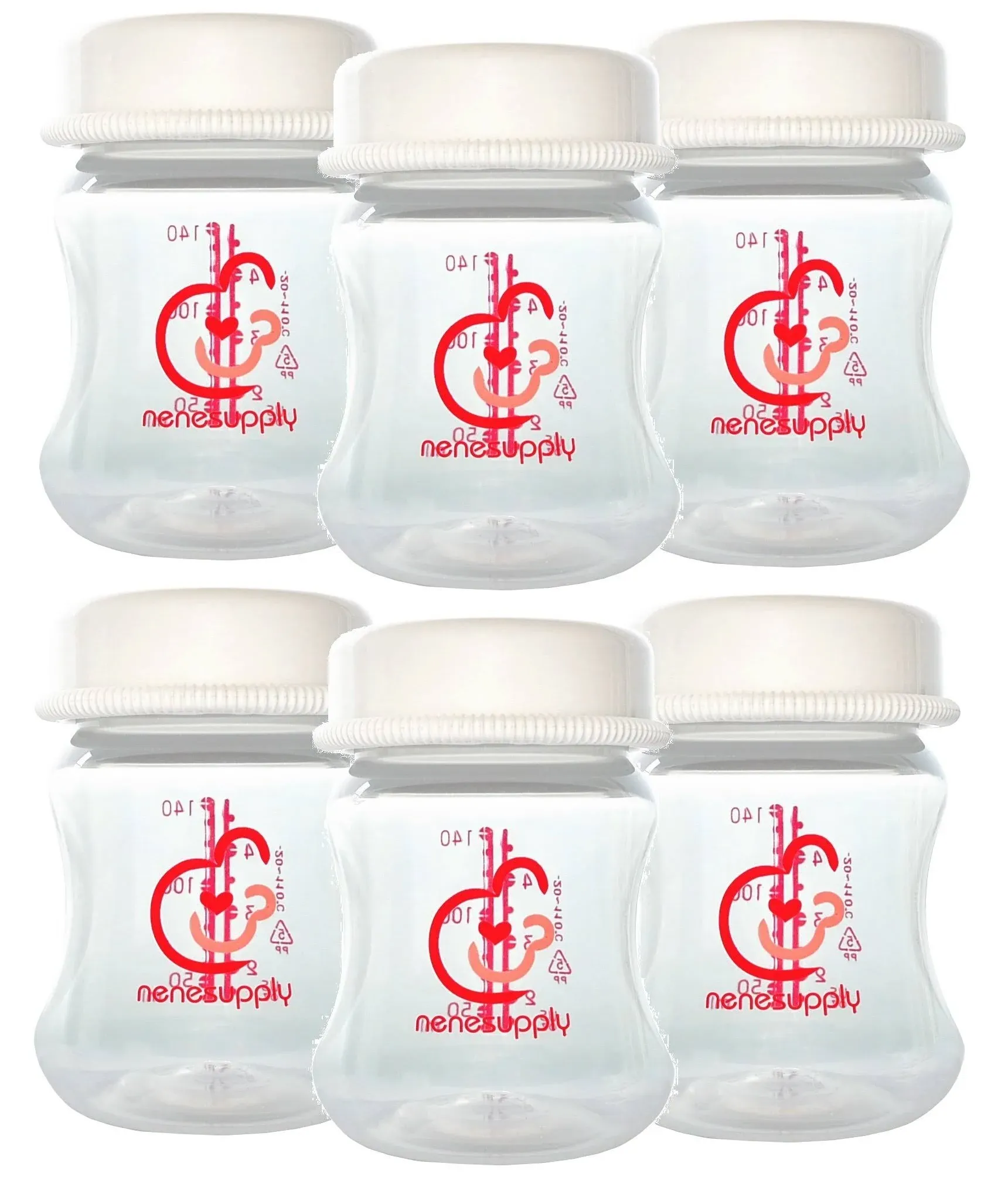 Nenesupply 4.7oz Wide Neck Breast Pump Bottles Use as for Pumping with Spectra S1 S2 Pumps. Pump. Breastmilk Storage and Collection (Pack of 6)