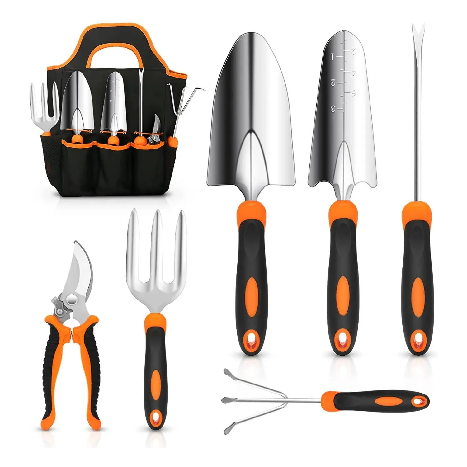 Stainless Steel Heavy Duty Gardening Tool Set With Non-Slip Rubber Grip Storage