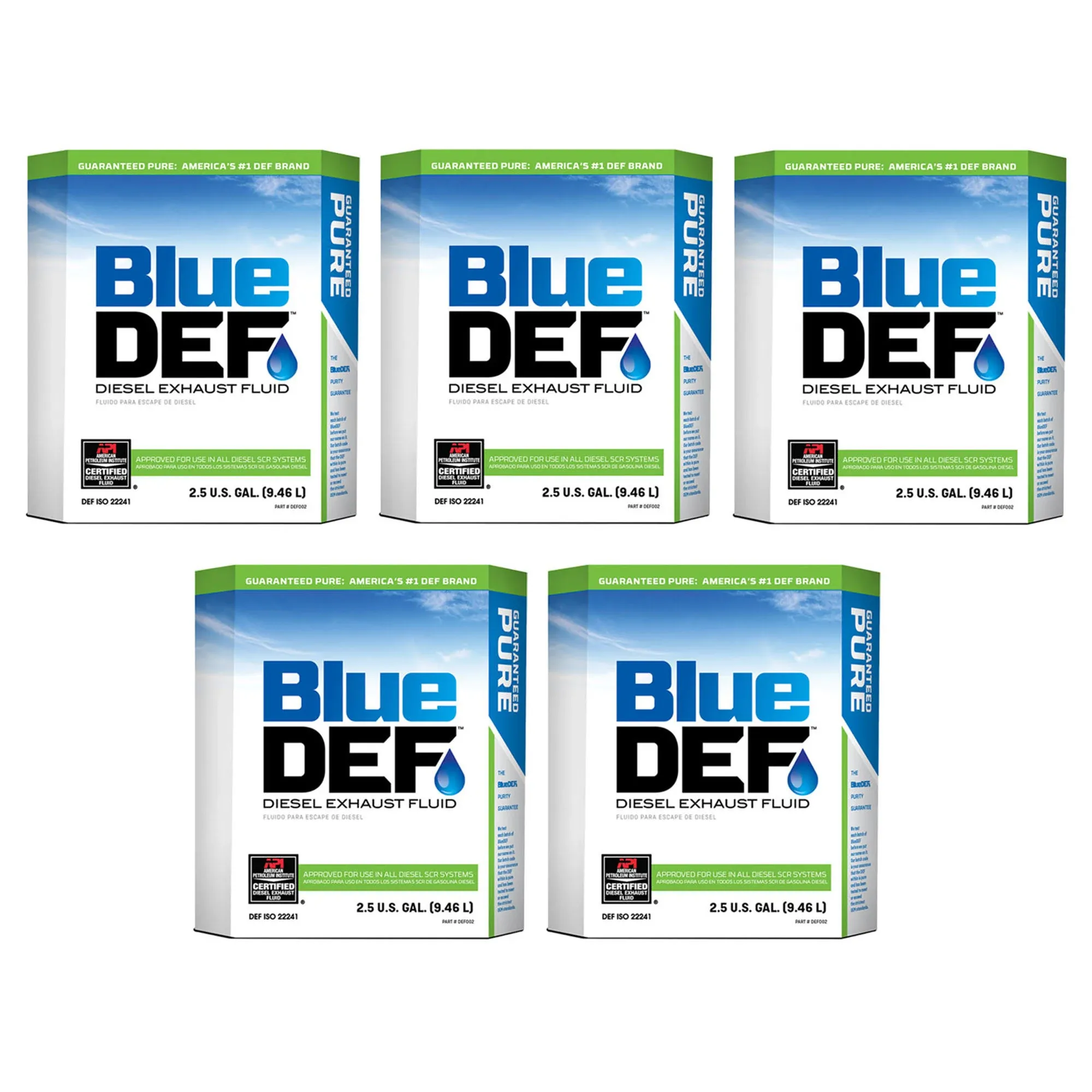 BlueDEF Diesel Exhaust Fluid Synthetic Urea Deionized Water 2.5 Gallon (5 Pack)