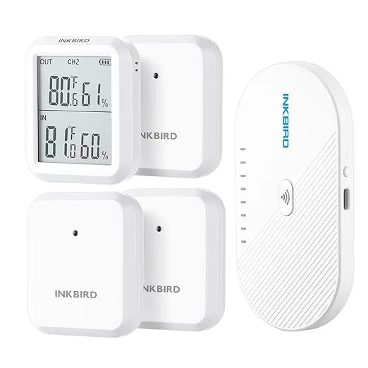 INKBIRD WiFi Thermometer Hygrometer 3 Pack, Indoor Outdoor Wireless Temperature Humidity Sensor with App Notification Alert, Export Data, for Room Kitchen Courtyard Brewhouse