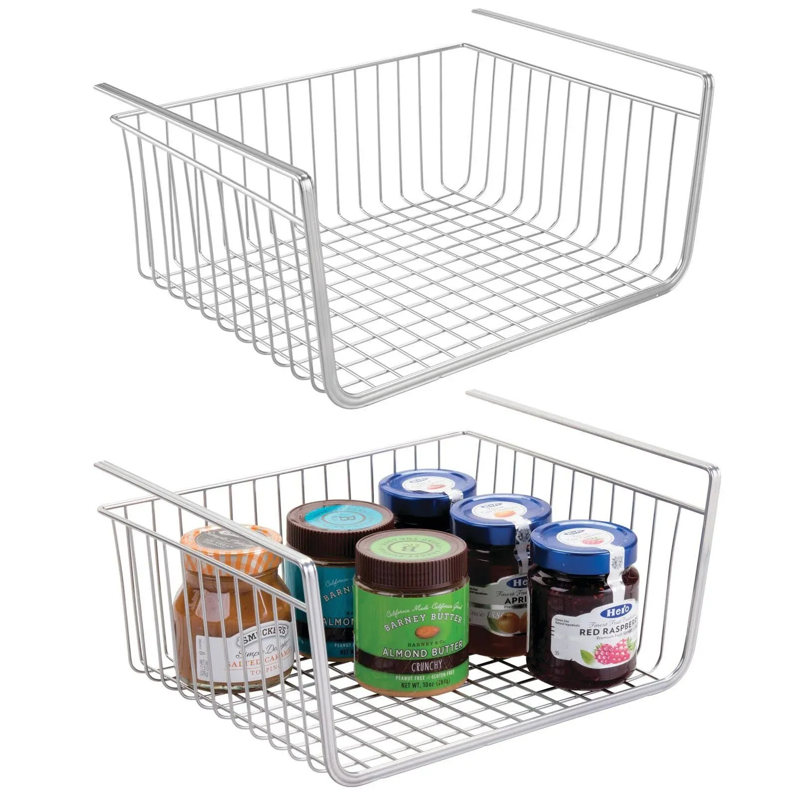 mDesign Metal Under Shelf Hanging Kitchen Pantry Shelf Storage Basket Organizer