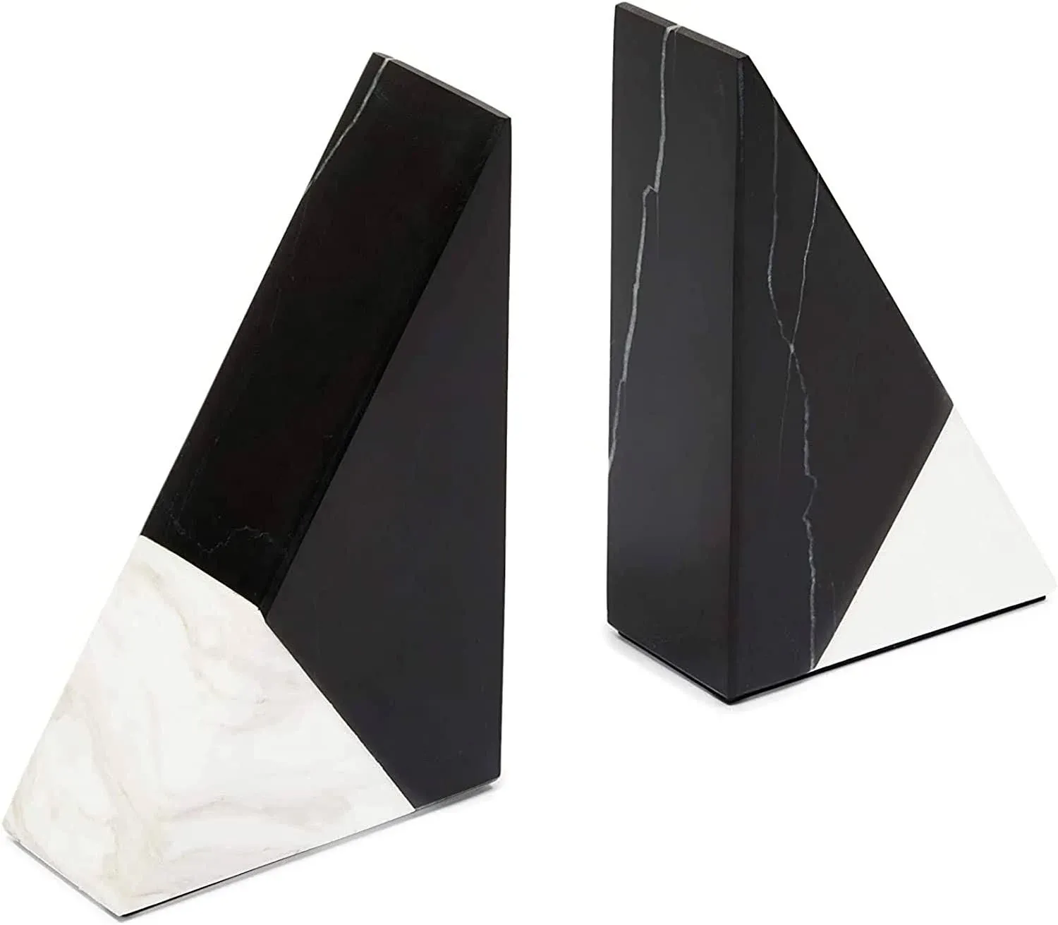 Juvale Black Marble Decorative Bookends for Shelves (3.9 x 6.3 x 2 in, 1 Pair)