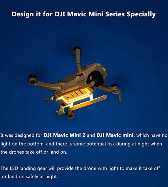 Folding Landing Gear with LED Light Compatible for DJI Mavic Mini 2, Mini SE/