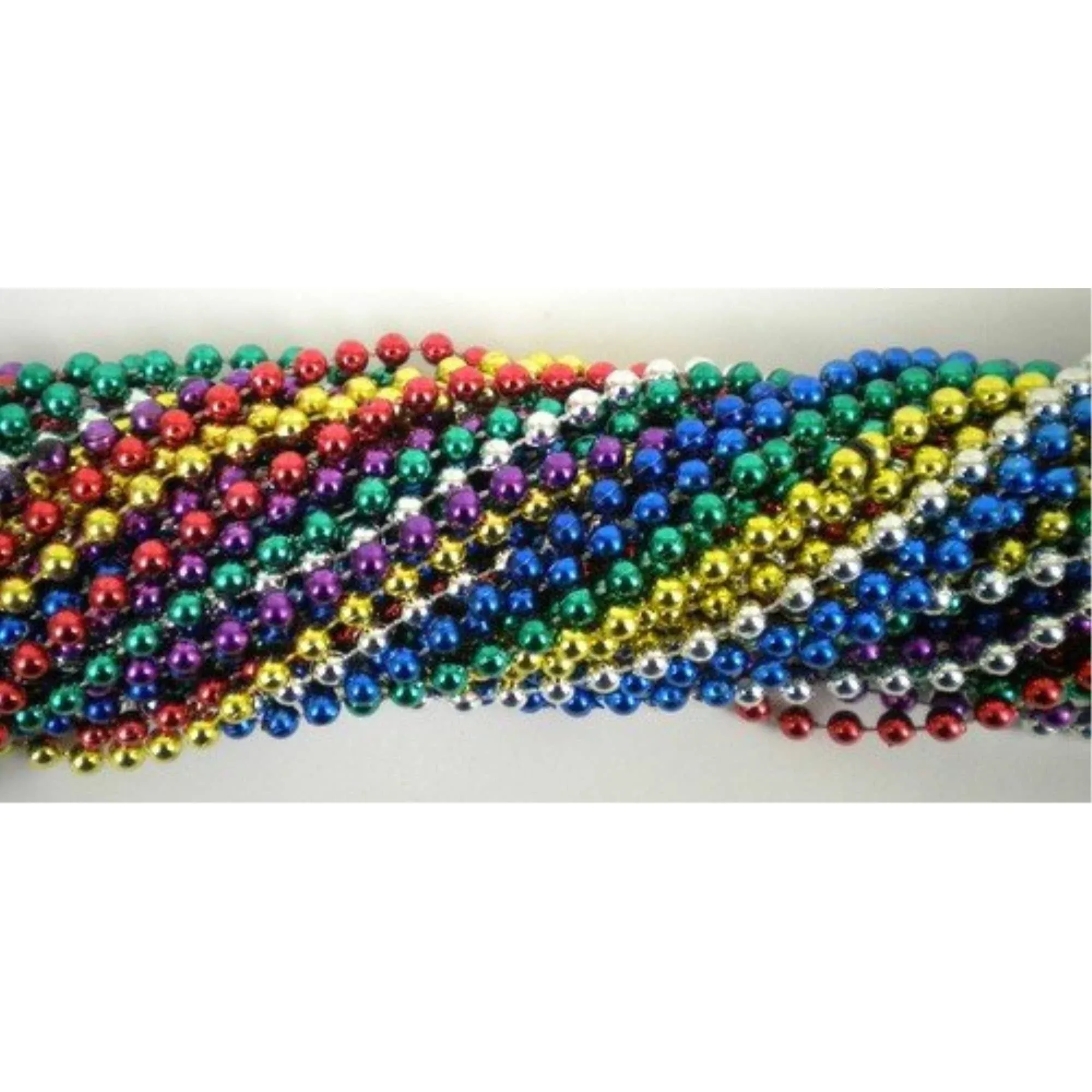 Mardi Gras Spot 6D336COL 33 Inch 07mm Round Metallic 6 Color Mardi Gras Beads - 6 Dozen (72 Necklaces)