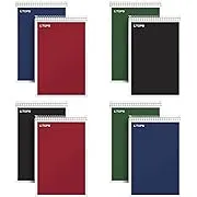 TOPS Spiral Steno Books 8 Pack, 6" x 9", Gregg Rule White Paper, Assorted Covers, 80 Sheets per Book/8 Books per Pack, Red, Black, Blue, Green (80219)