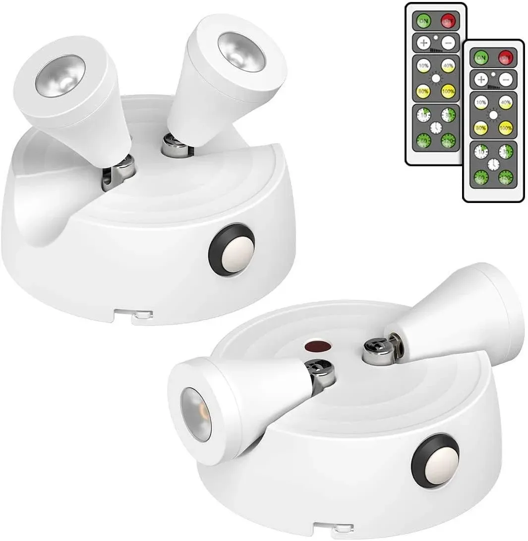 Olafus 2 Pack LED Wireless Spotlight, 400lm Accent Lights Battery Operated ...