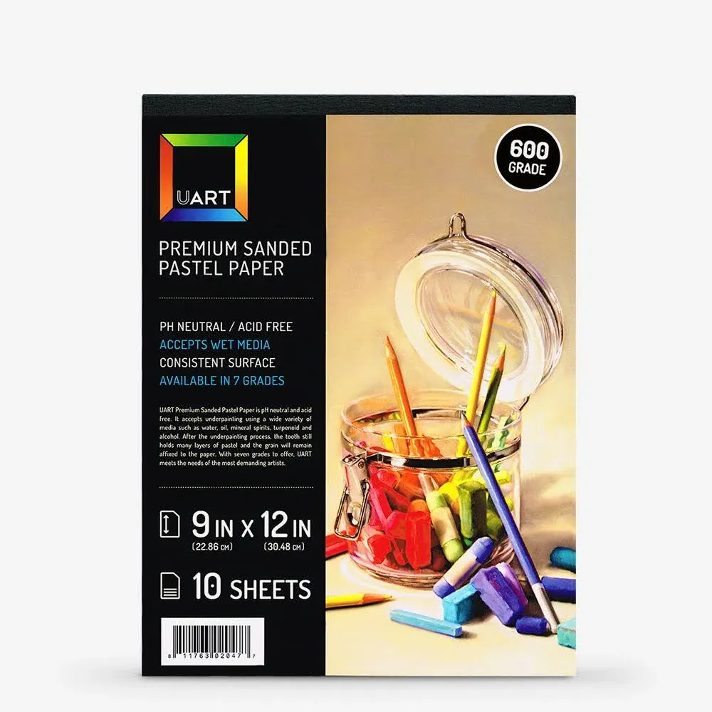 UART Sanded Pastel Paper Pad - 600 Grit, 9 inch x 12 inch, 10 Sheets, Beige