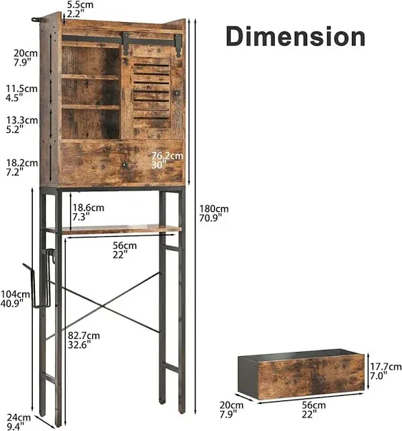 Over The Toilet Storage Rack with Cabinet and Drawer, 6 Tier Bathroom Organizer ...