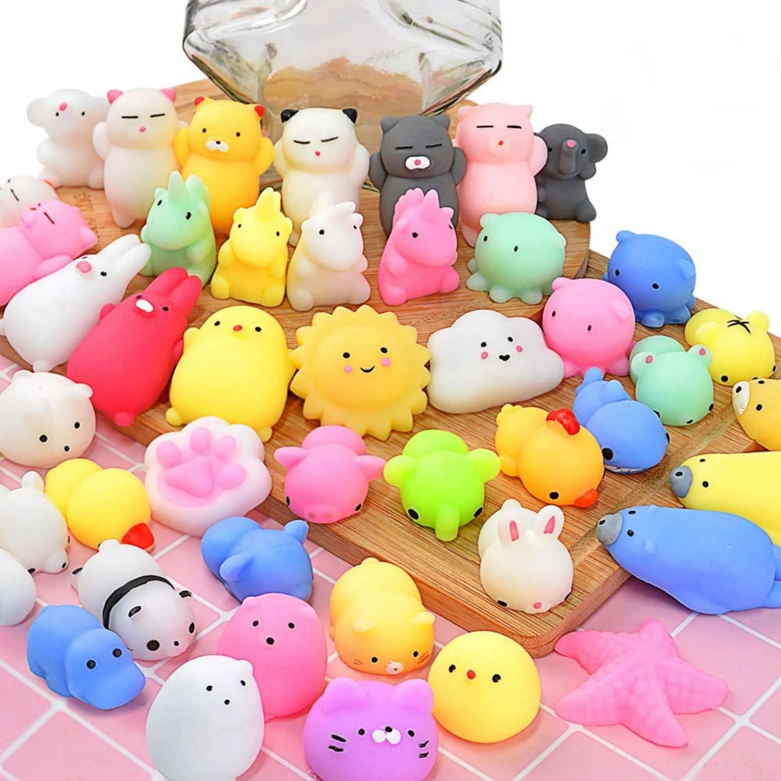 Squishies 40Pcs Mochi Squishy Toys Party Favors for Kids Mini Squishy Kawaii Fid