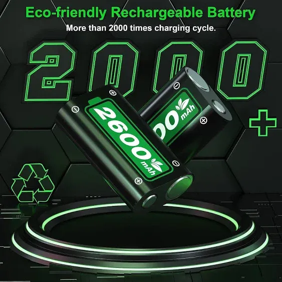 2600mAh Rechargeable Battery for Xbox Series X|S/One S/X/Elite Controller with ...