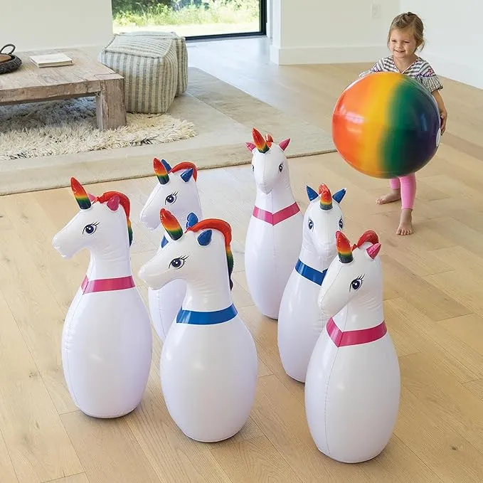 Hearthsong Giant Inflatable Unicorn Bowling