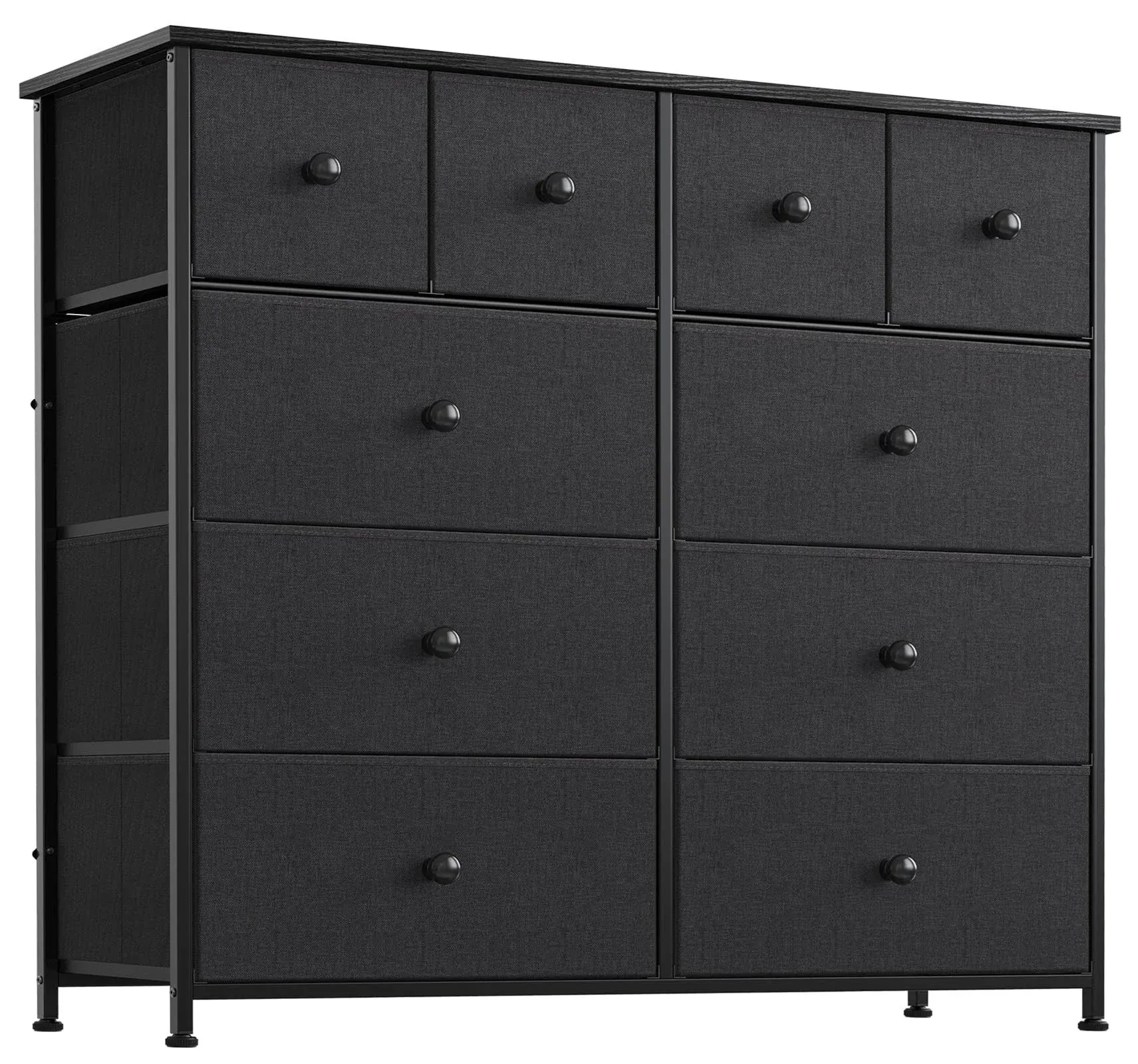 REAHOME 10 Drawer Dresser for Bedroom Fabric Storage Tower Wide Black Dresser ...