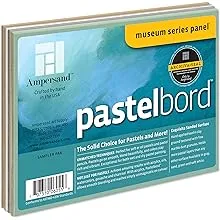 Ampersand Art Supply Pastel Painting Panel: Museum Series Pastelbord, 5" x 7", Assorted Colors - 1/8 Inch Flat Profile, 4 Pack