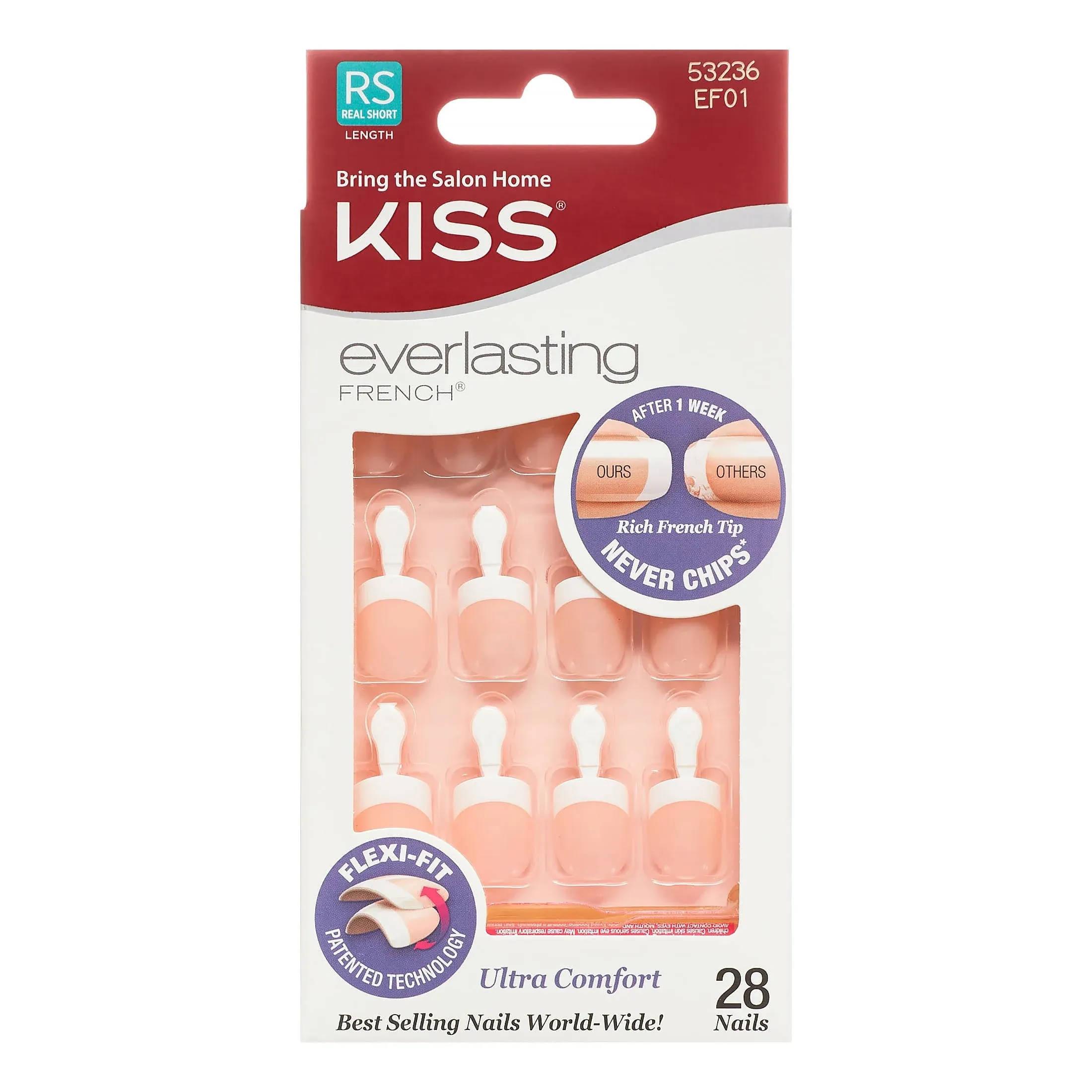 KISS Products - everlasting FRENCH - Kit de uñas, cadena de perlas, 0.07 libras