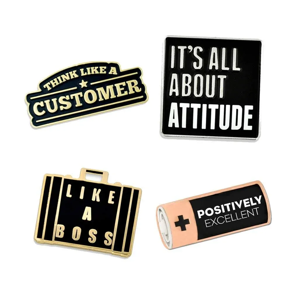 PinMart's Customer Service Positive Attitude Corporate Enamel Lapel Pin Set