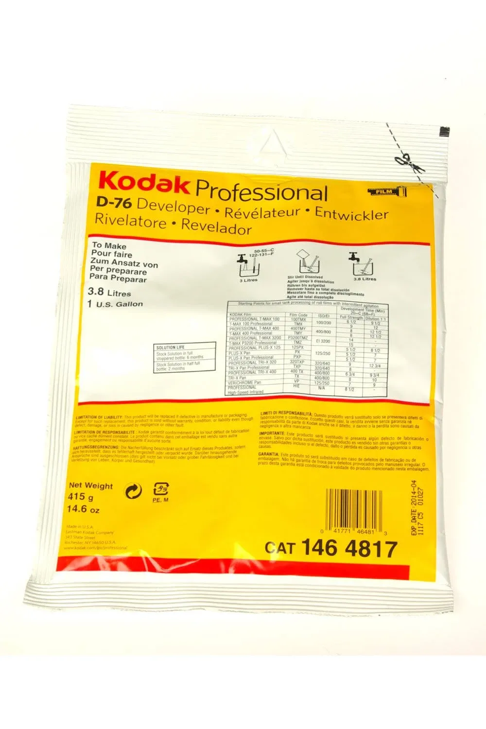 Kodak D-76 Developer (Powder), B Film 1 Gallon,