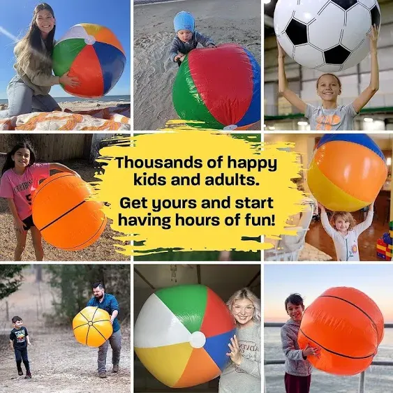 Large Beach Ball For Kids Or Adults - Easy To Inflate And Durable