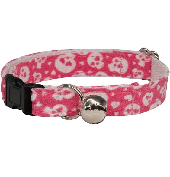 Pink Skull Print Dog Collar for Valentines Day, Heart Dog Collar, Girl Dog Collar ...