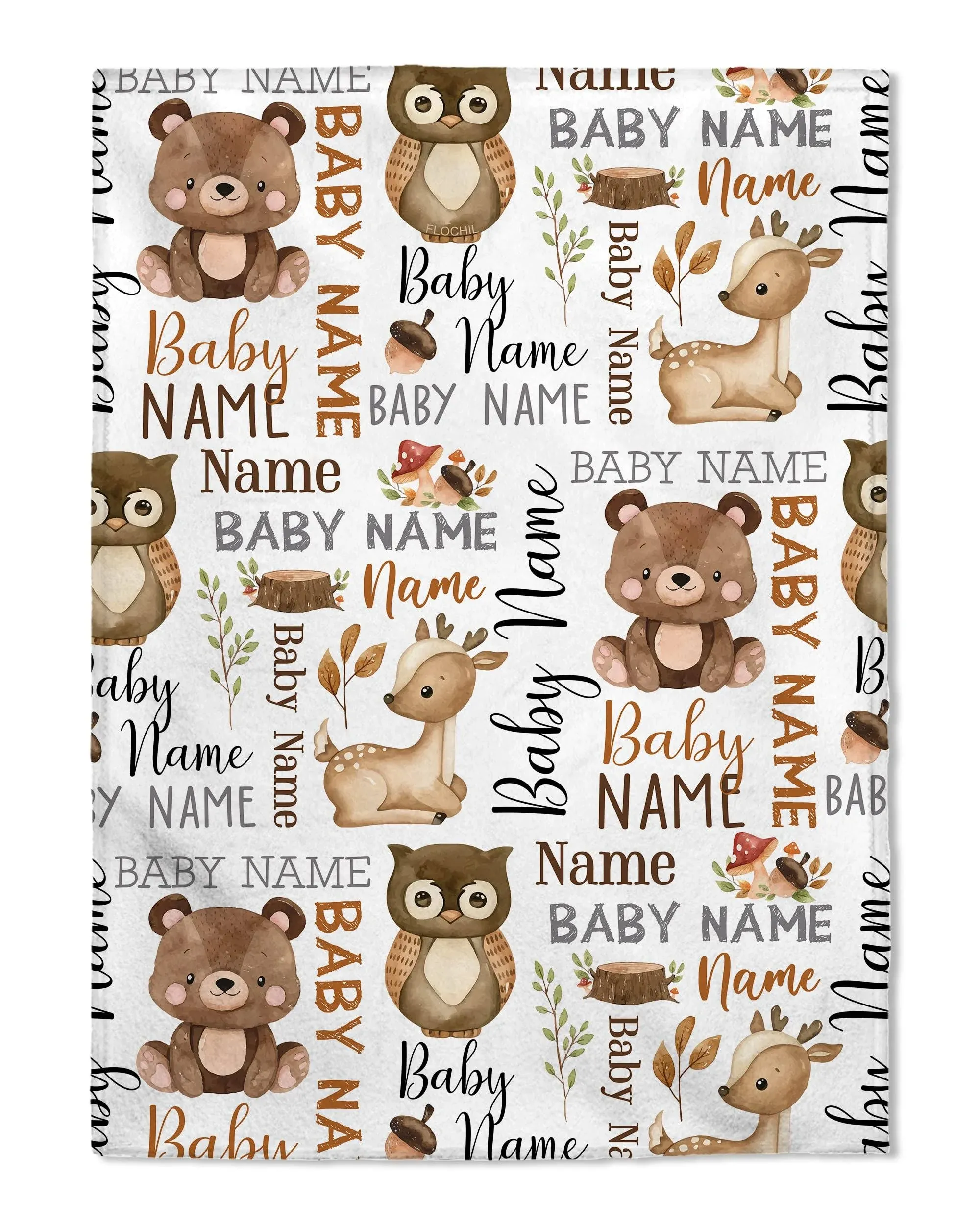 FLOCHIL Personalized Baby Blankets, Custom Baby Blanket - Baby Blanket with Name ...