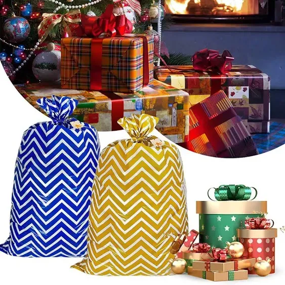 HRX Package 4Pcs Jumbo Plastic Gift Bags 56X36 Inch XL Christmas Gift Wrapping