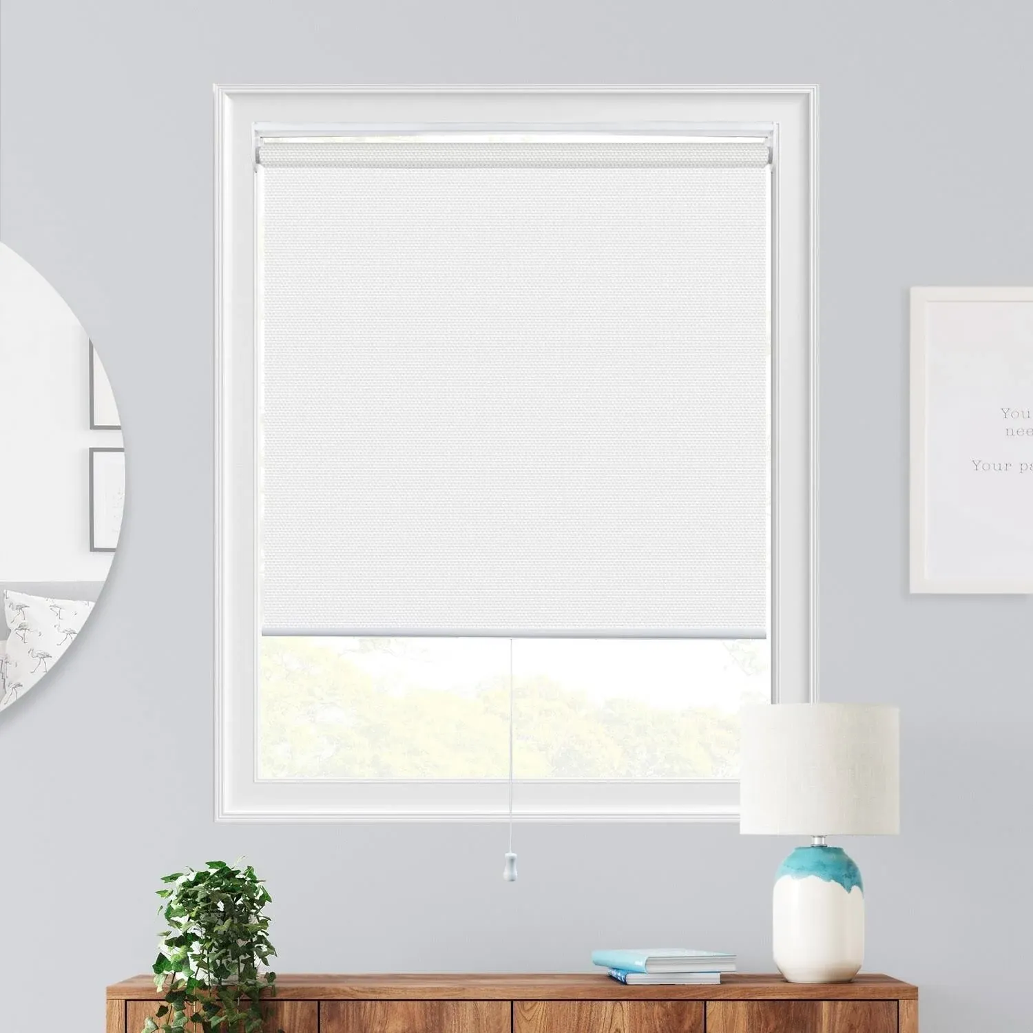 Chicology Cordless Roller Shade, View-tiful Chantilly White (Solar) 21 inchw x 72 inchh