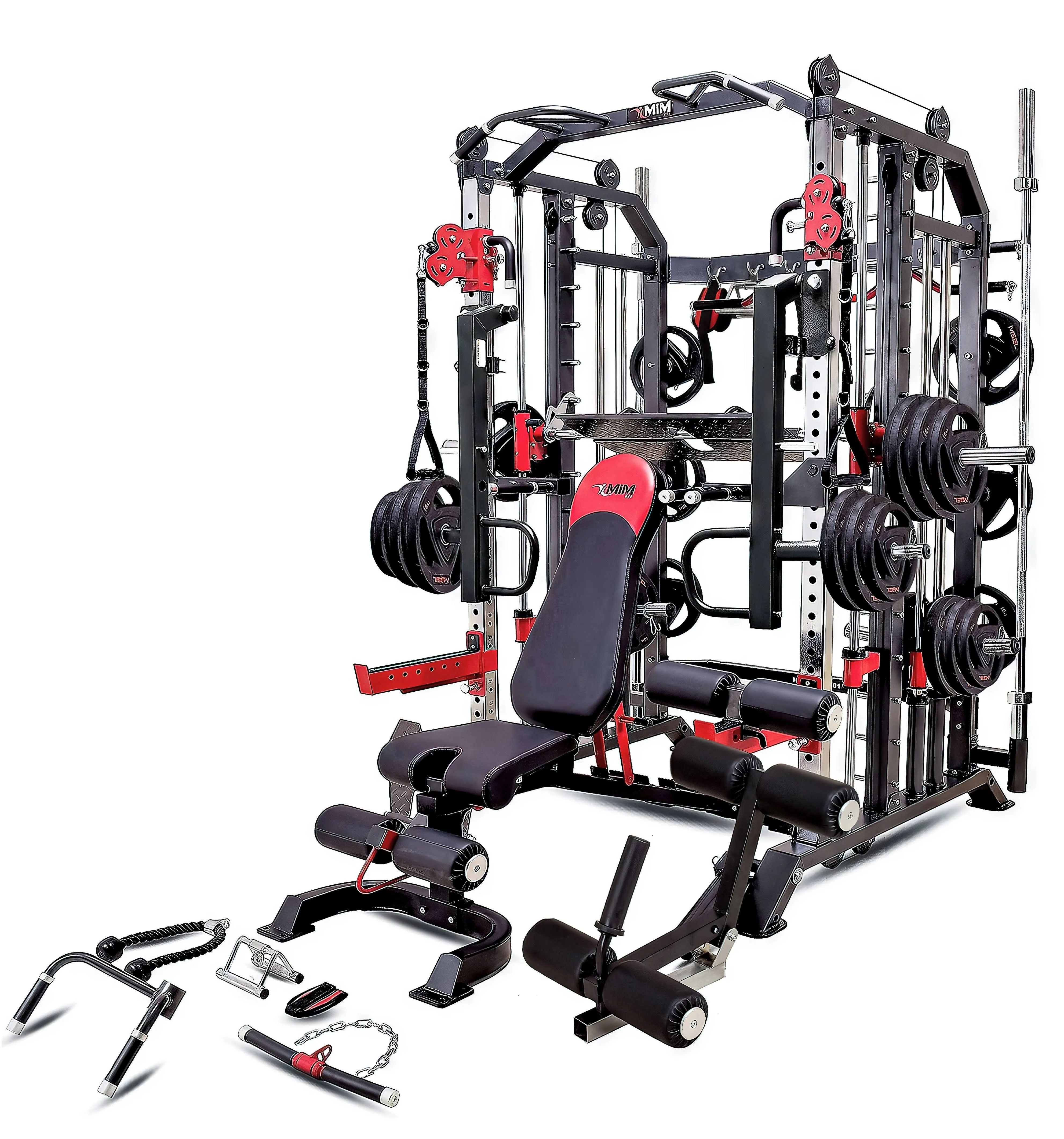 Mim USA Hercules 1001 Commercial All-in-One Gym Machine Smith Functional Trainer ...