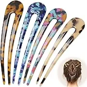 Hair Pins for Buns U Shape Tortoise Shell Hair Accessories for Women 4.6 Inch...