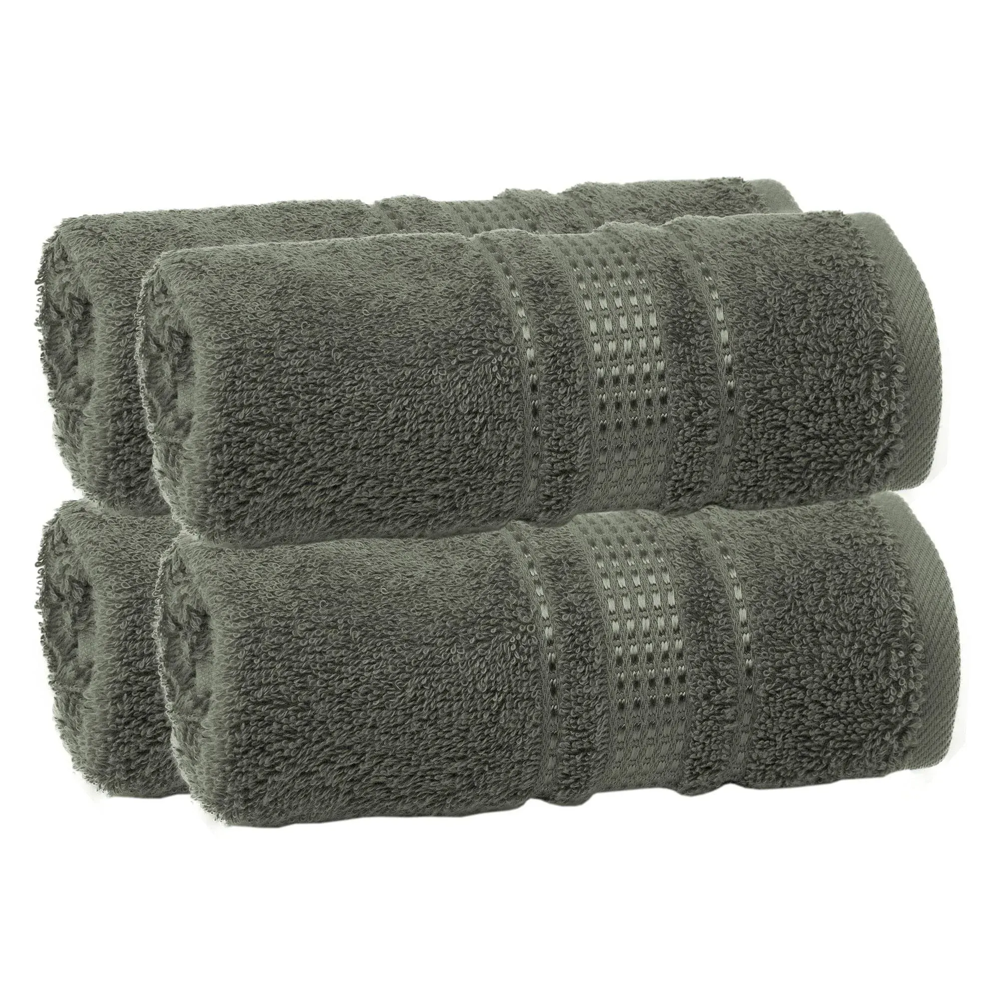 Melissa Linen, 4 Piece Fingertip Towel Set, 100% Turkish Cotton Towels for Body and Face, 12 in x 18 in, Absorbent, Quick Dry, Durable and Soft, Wash Rags for Kitchen, Dark Green