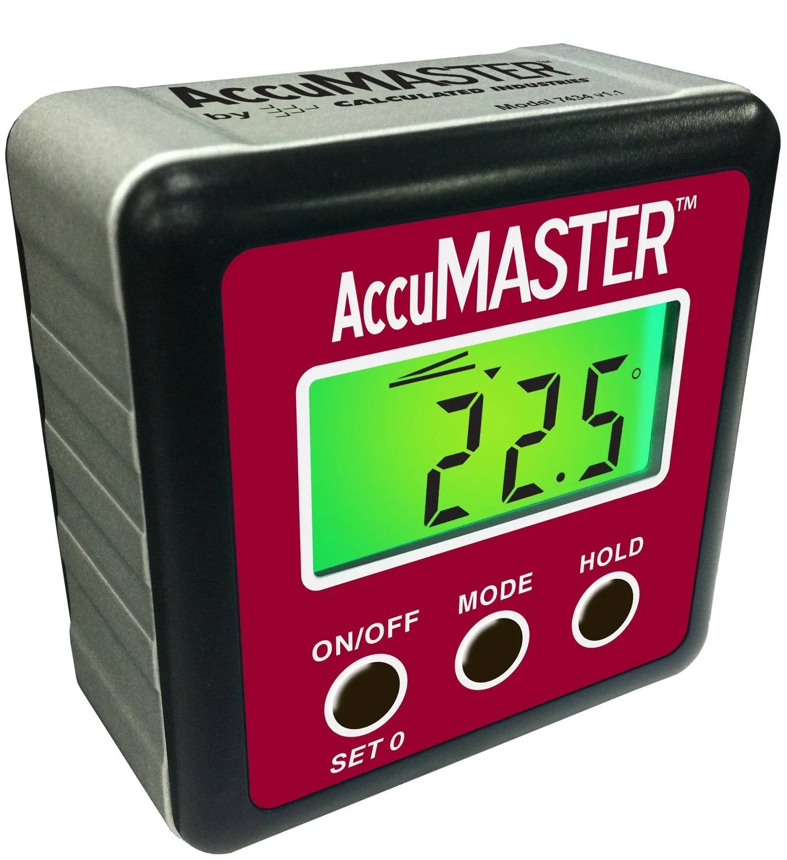 Calculated Industries 7434 AccuMASTER 2-in 1 Magnetic Digital Level and Angle Finder Certified IP54 Dust and Water Resistant,Red Brick Maroon