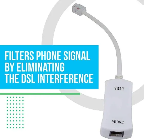 DSL Modem Phone Filter - for Interference Elimination and Static Noise Blocker |