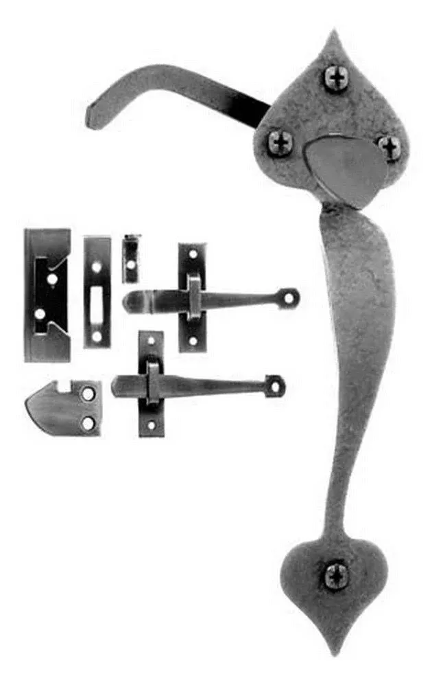 Acorn Manufacturing RSCBR Rough Iron Reverse Bevel / Closet Door and Passage Heart Rim Latch Set - Black