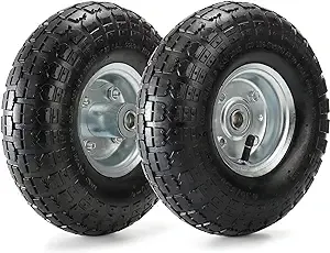 Yarlung 2 Pack 10 Inch Pneumatic Air Filled Tires on Wheels for Hand Truck, 4.10/3.50-4" Heavy-Duty Replacement Wheels Tires for All Purpose Utility Cart, Garden Cart, 2.25"Offset Hub, 5/8"Bearings