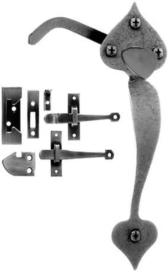 Acorn Manufacturing RSCBR Rough Iron Reverse Bevel / Closet Door and Passage Heart Rim Latch Set - Black