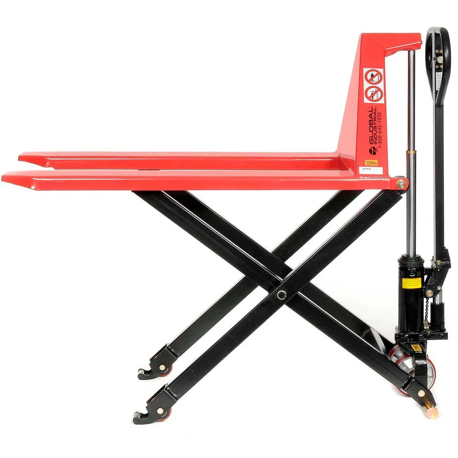 Global Industrial - 585551 - Manual High-Lift Skid Jack Truck, 2200 lb. Capacity ...