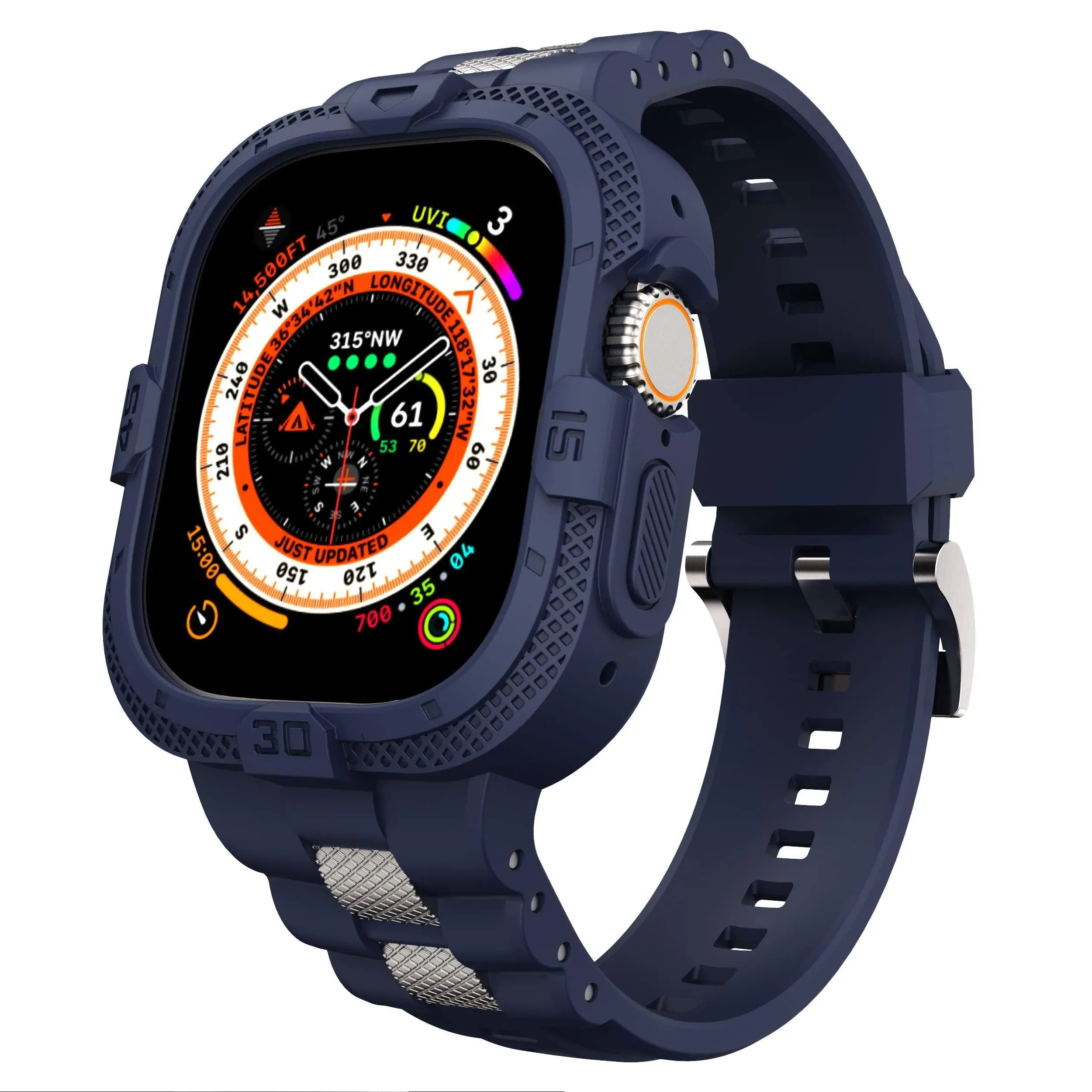 GELISHI Bands Compatible for Apple Watch Ultra 2/1 49mm Band, Rugged Protective Case with TPU Sport Band Military Shockproof Bumper Case for Apple Watch 49mm Men