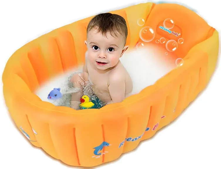 Relaxing Baby Inflatable Baby Bathtub, Anti- Slip Toddler Tub Portable Newborn ...