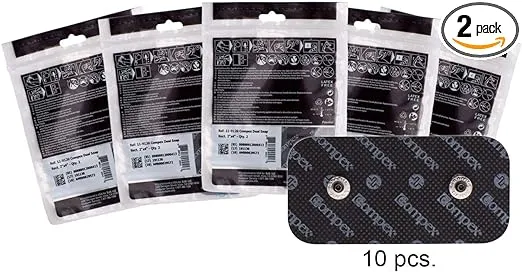 Compex Easy Snap Electrodes - 5-Pack White, 2in x 2in Single Snap