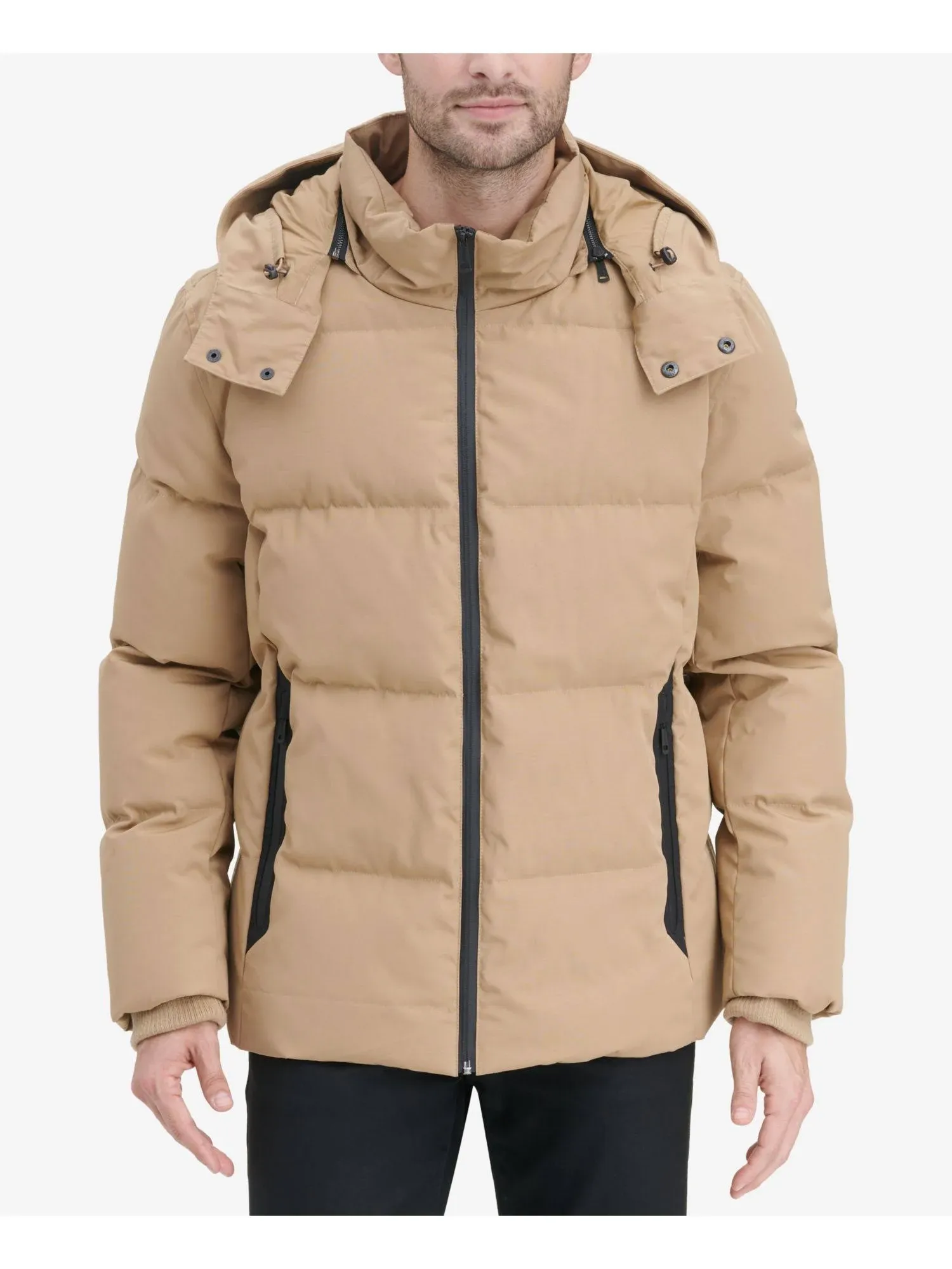 Cole Haan Men's Short Down Parka with Hooded Down Coat