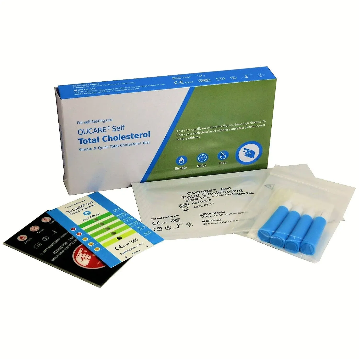 Complete Total Only Cholesterol Test, 2 Tests, Quick, Simple & Easy-to-Use, Clear Easy to Read Results, Detects Cholesterol Levels in Your Blood