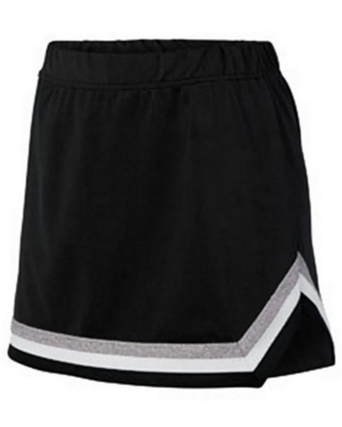 Augusta 9146 Girls Pike Skirt - Black/White/Metallic Silver - M