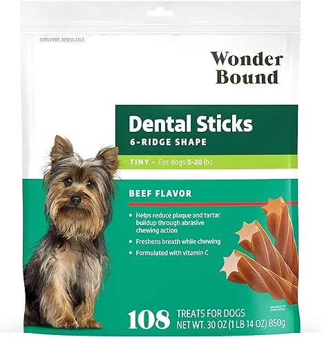 Amazon Brand Wonder Bound Beef Flavor Dental Sticks