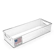 15-Inch Refrigerator Organizer Bin with Handles - Clear Plastic Storage for Frid