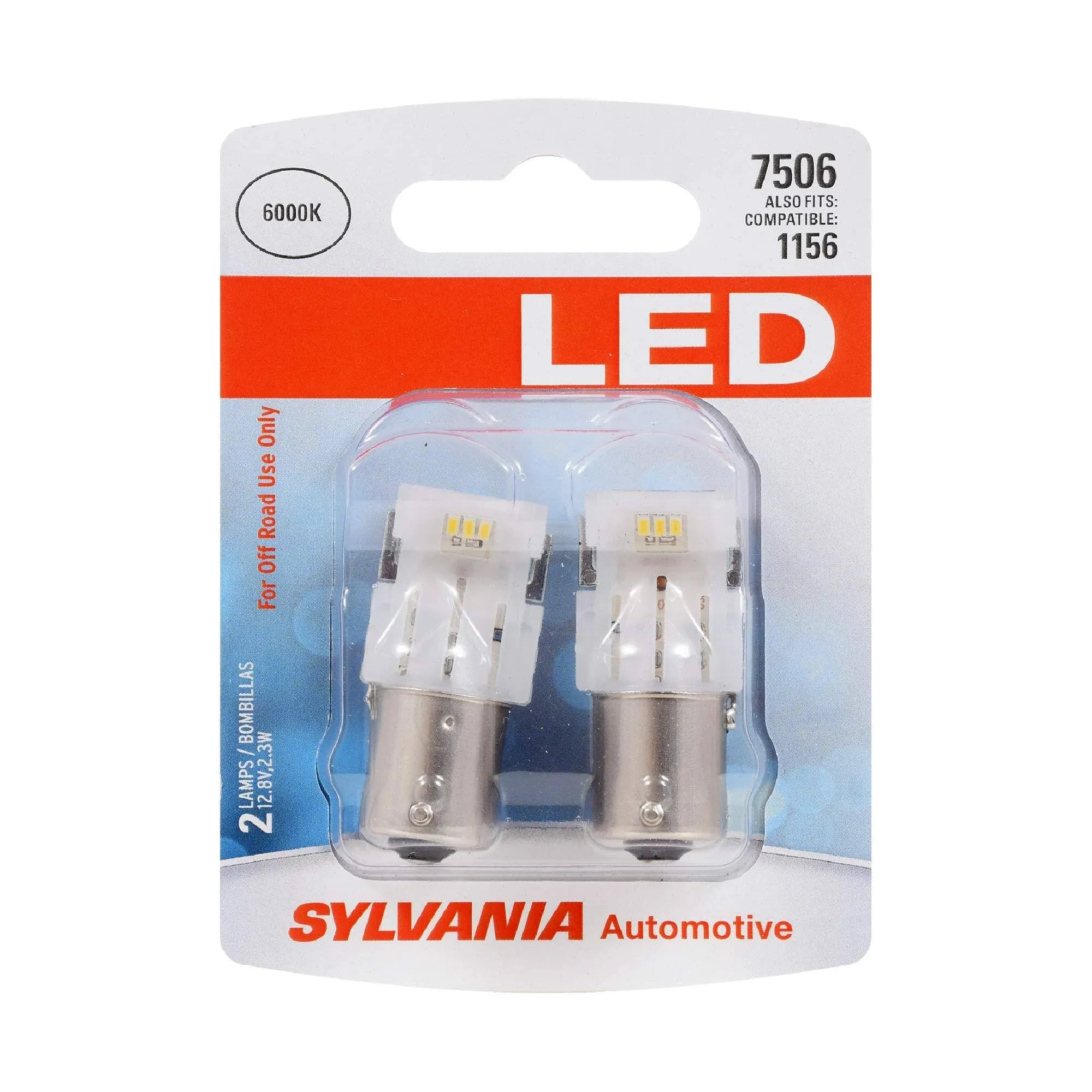 2-pk Sylvania 7506 Amber LED Automotive Bulb