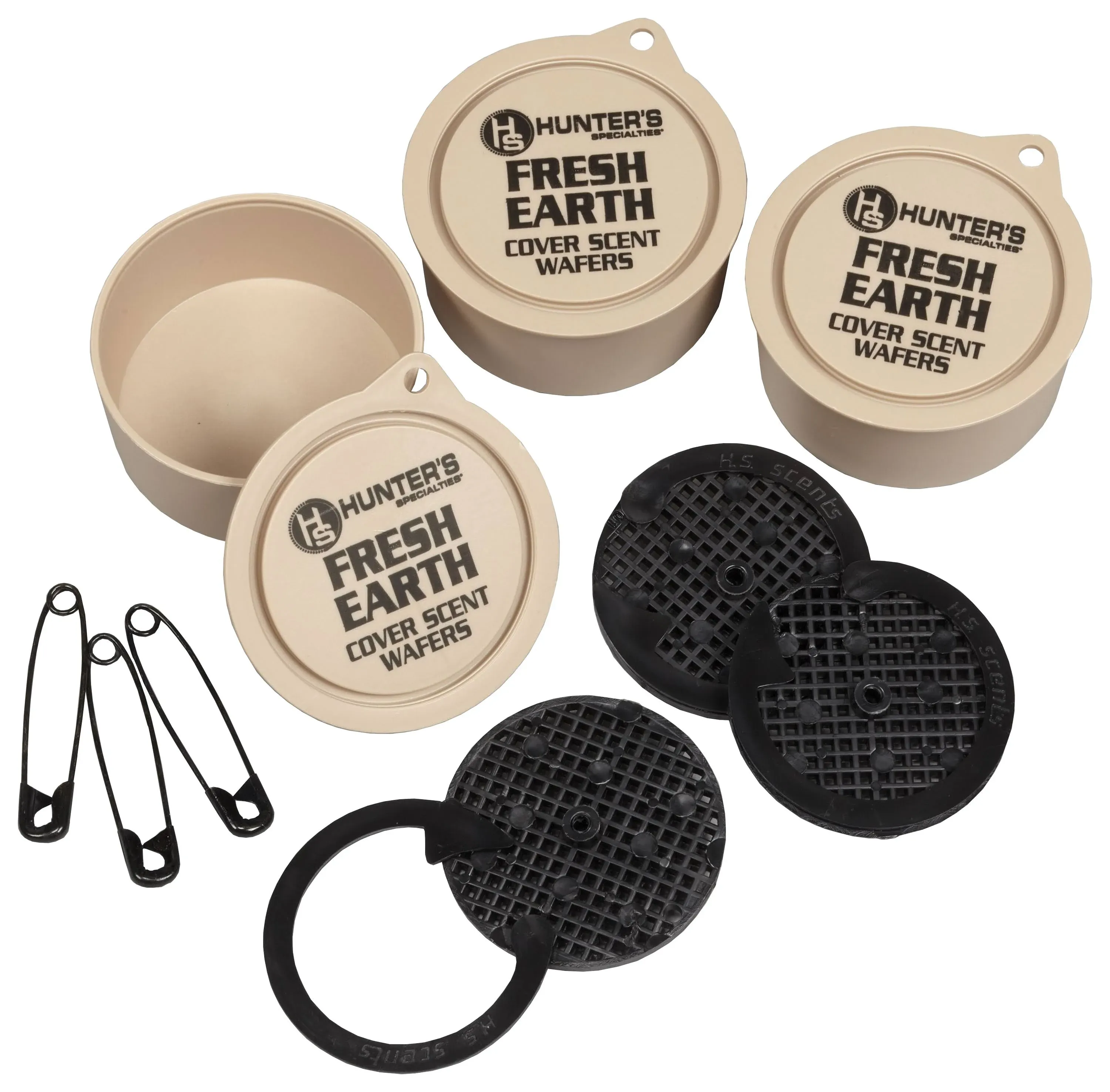 Hunters Specialties Long Lasting Fresh Earth Cover Scent Wafers for Hunting - 9 Wafers Per Pack, 3 Storage Containers Included