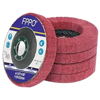 FPPO 5Pcs 4.5" x 7/8" Nylon Fiber Flap Disc Polishing Grinding Wheel,Scouring pad Buffing Wheel for Angle Grinder, Polishing Tools (Grit 320)