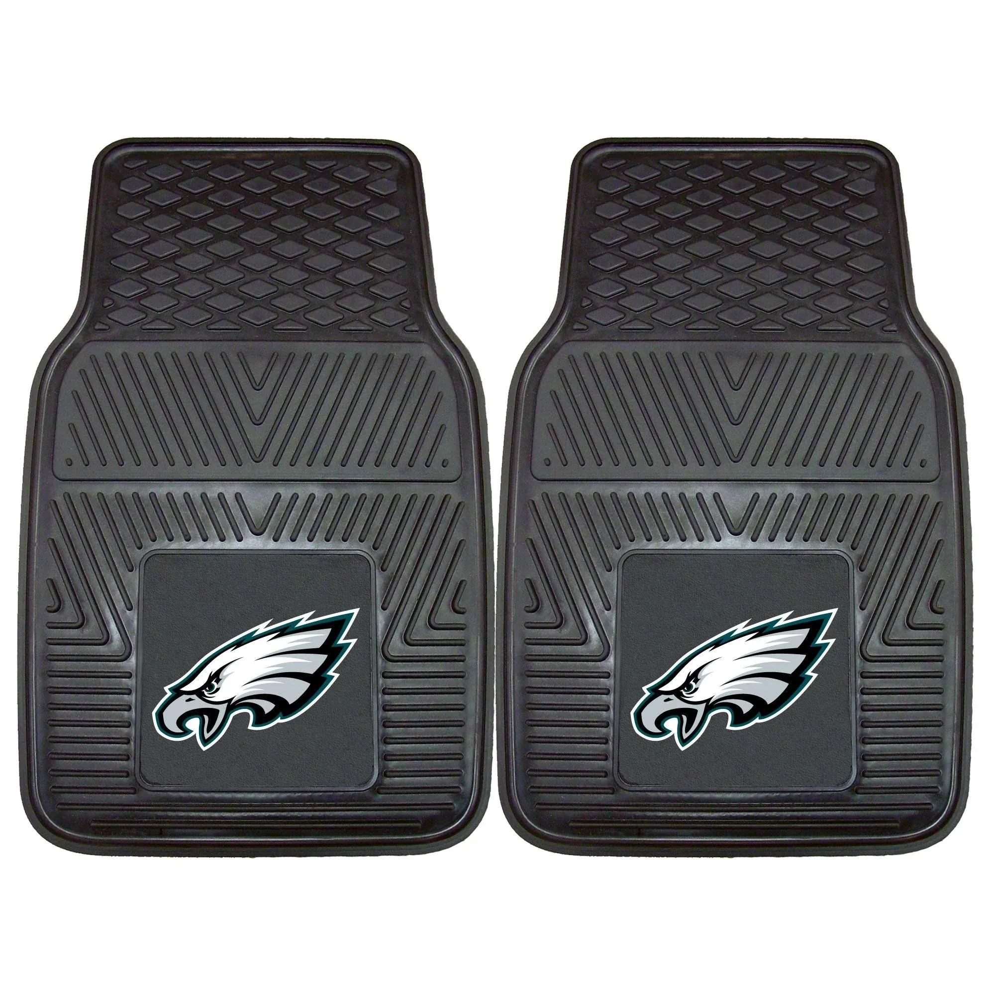 FANMATS 8771 Philadelphia Eagles 2-Piece Heavy Duty Vinyl Car Mat Set, Front Row Floor Mats, All Weather Protection, Universal Fit, Deep Resevoir Design