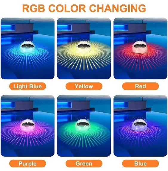 Floating Pool Lights, Solar Pool Lights with RGB Color Changing Waterproof Pool Lights That Float for Swimming Pool at Night LED Pool Lights for 