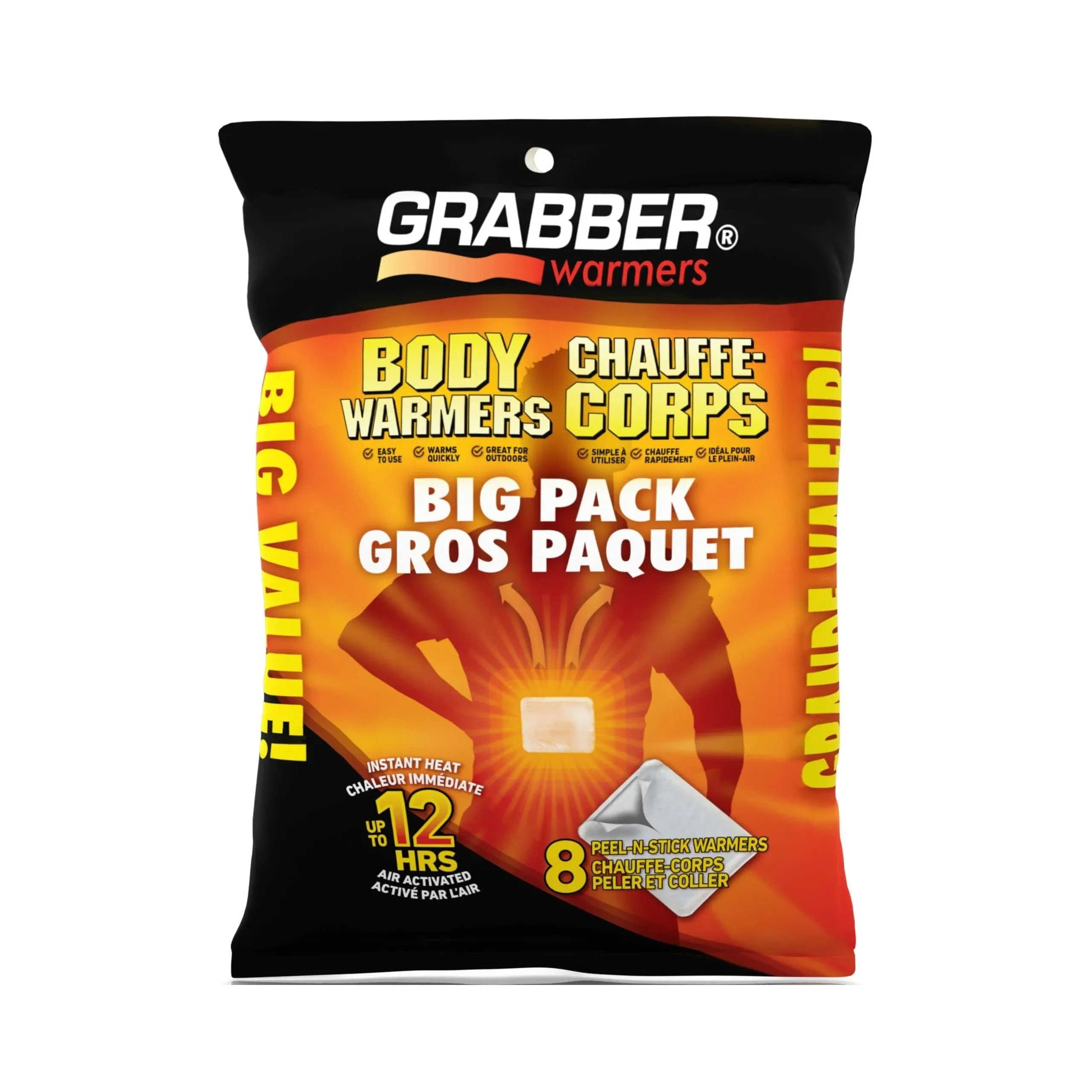 Grabber Disposable Adhesive Body Warmer (8-Pack)